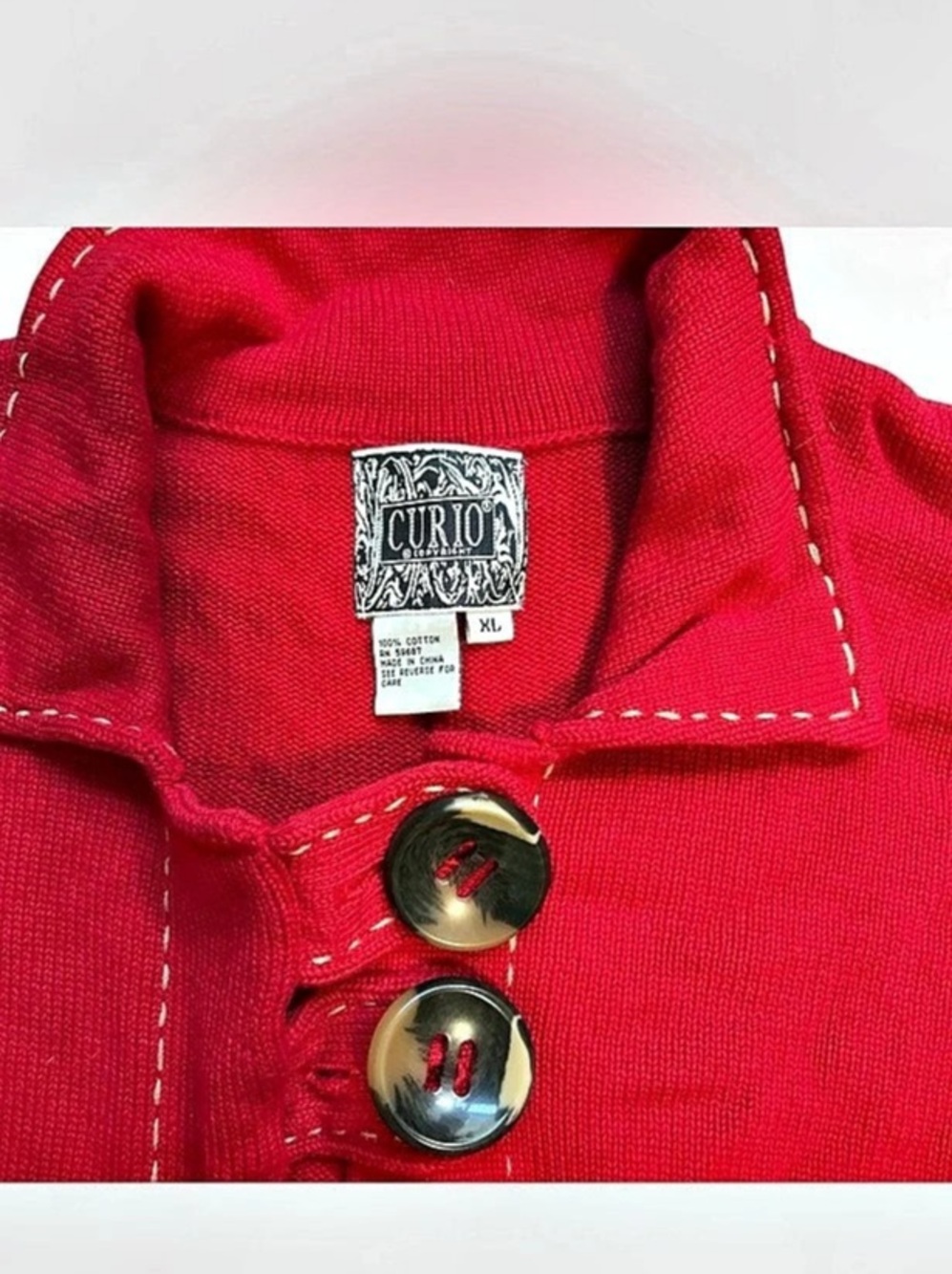 CURIO Red Button-Front Jacket - Picture 2 of 4